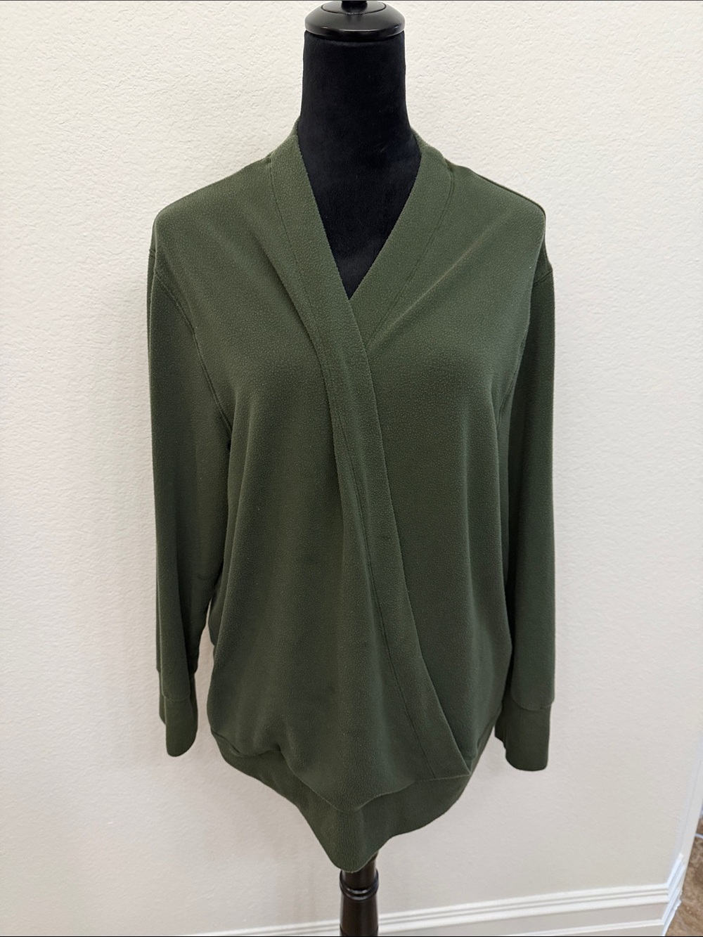 Athleta Olive V-Neck Cross-Front Sweater